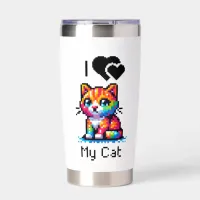 I Love My Cat | Pixel Art Personalized Insulated Tumbler