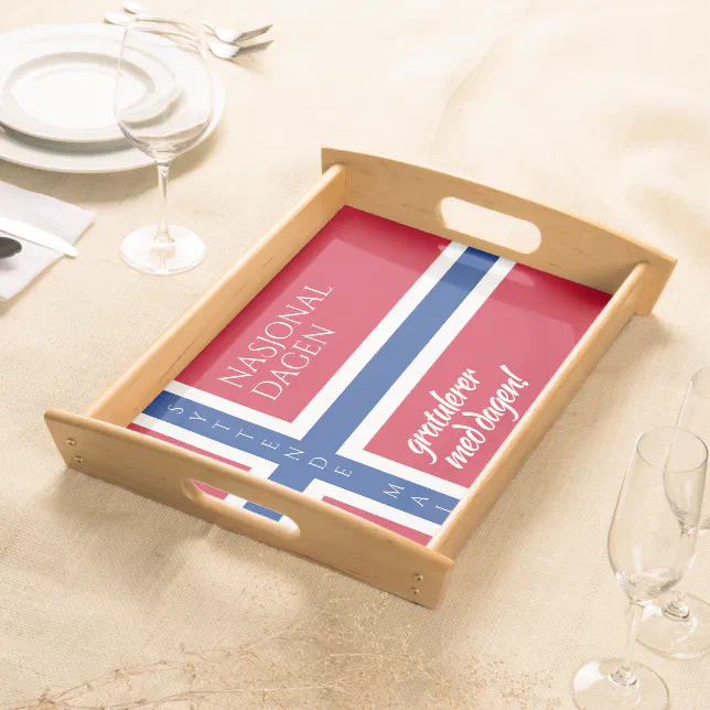 Syttende Mai May 17th Norwegian National Day Flag Serving Tray