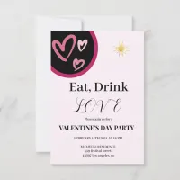 Elegant Eat, Drink and Love Valentine's Day Party Invitation