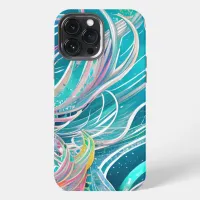 Blue Coral Beachy Abstract Art iPhone 13 Pro Max Case
