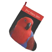 Beautiful "Lady in Red" Eclectus Parrot Large Christmas Stocking