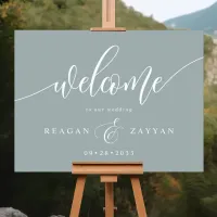 Dusty Sage Calligraphy Wedding Welcome Foam Board