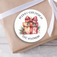 Personalized Merry Christmas Classic Round Sticker