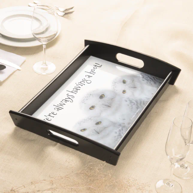 Dreamy Wisdom of Snowy Owls Family Serving Tray