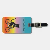 Colorful Cats on a bicycle cats on bikes tuxedo  Luggage Tag