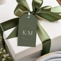 Simply Chic Wedding Initials Moss Green ID1046 Gift Tags