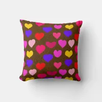 Colorful Fun Hearts for Valentines Throw Pillow