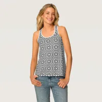 Abstract Flower Black and White  Tank Top