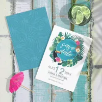 Watercolor Tropical w/Toucan Teal ID577 Save The Date