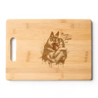 Woman Hugging German shepherd With Never Leave Me Cutting Board