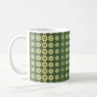 Green and Creme White Vintage Flower pattern Coffee Mug