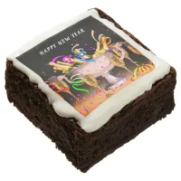 New Year’s Eve Party Spirits Black Background Brownie