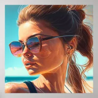 Have a Great Summer | Beautiful Woman at Beach Poster