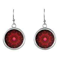 Crimson Harmony Mandala  Earrings