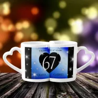 Elegant 67th Star Sapphire Wedding Anniversary Coffee Mug Set