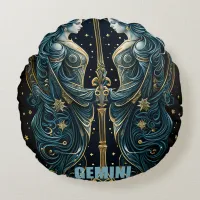 Gemini astrology sign round pillow