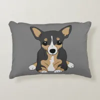 Chihuahuas: Cute Tri-Color Chihuahua Gray Accent Pillow