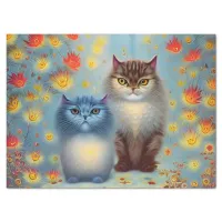 Two Paws Think Alike - Cat Couple in Autumn Tissue Paper