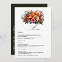 Vibrant Watercolor Floral Fiesta Wedding Menu