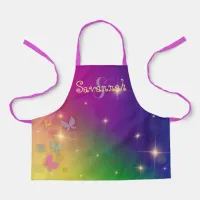 Rainbow Abstract Fairy Lights Butterflies Sparkles Apron