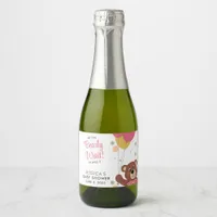 We Can Bearly Wait to Pop It Cute Baby Girl Shower Sparkling Wine Label