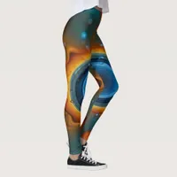 Vortex of Colors: An Abstract Dance of Oil Leggings