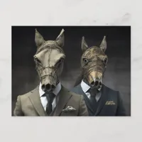 AI Art Two Horses in Suits Postcard