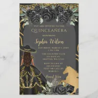 Budget Black Gold Horse Floral Charra Quincea&#241;era