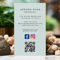 Light Mint Social Media Instagram Facebook QR Code Business Card