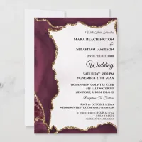 *~* RSVP Website AGATE Gold Maroon AR13 Wedding Invitation