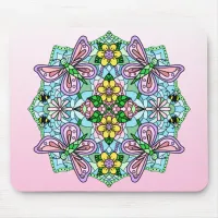 Pink Butterfly Mandala Whimsical Hand Drawn   Mouse Pad