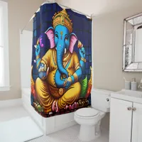 Colourful Ganesh Shower Curtain Sets