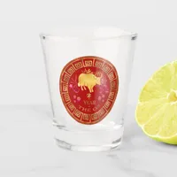 Chinese Zodiac Ox Red/Gold ID542 Shot Glass