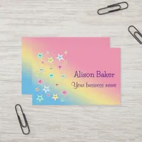 Cute stars with faces in pastel colors      business card