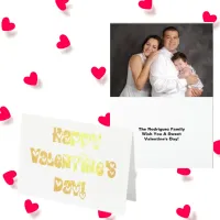 Happy Valentine's Day with Hearts Add Photo & Name Foil Card