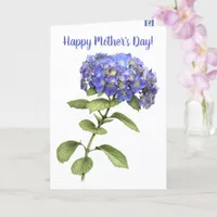 Blue Hydrangea Personalized Mother's Day Card