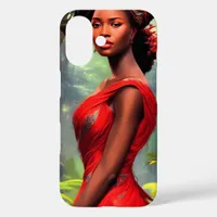 Safari Queen: Majestic African Woman Red Feathers iPhone 16 Case