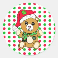 Christmas Teddy Bear Holidays Classic Round Sticker