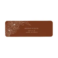 Terracotta Minimal Elegant Floral Sketch Wedding Label