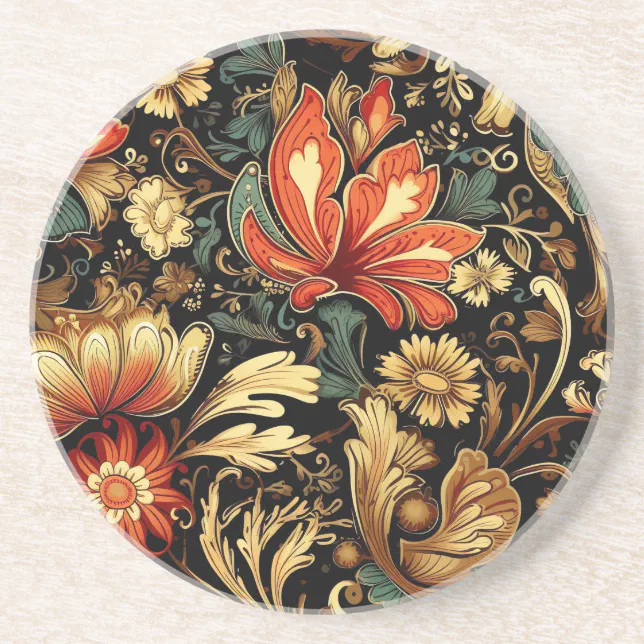 Medieval Elegant Floral Vintage Mug Coaster