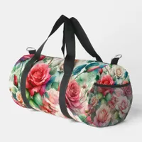 Whimsical Rose Pattern Duffle Bag