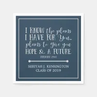 Modern Christian Bible Verse Blue Graduation Napkins