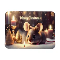 Cute mouse celebrates Christmas  -  Magnet