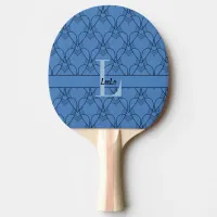 Blue Hearts Pattern Monogram and Name Custom Ping Pong Paddle