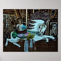 Horizontal Grain Merry-Go-Round Horse Poster