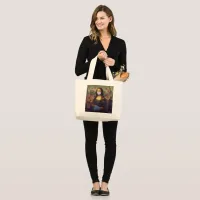 Mona Lisa Playing Safe Around Coronavirus, ZFBP Large Tote Bag