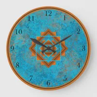 Southwest Mountain Peaks Turquoise Large Clock