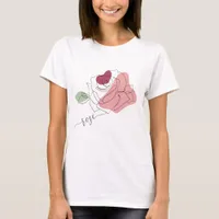 Lovely Rose Minimalist Line Art   T-Shirt