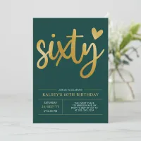 Sixty | Modern Gold & Green 60th Birthday Party Invitation