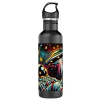 Astronaut Floating in Space with a UFO Ai  Art Stainless Steel Water Bottle